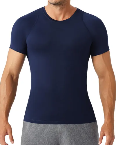 Vista 15 de SPVISE Compression Shirt Men Short Sleeve Workout Tops Spandex Baselayer 232-negro