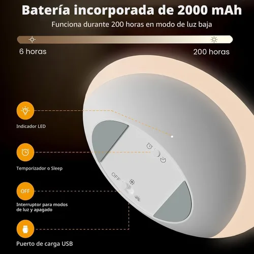 Vista 9 de IYT Luz nocturna para bebé, luz de huevo para niños, lámpara de noche táctil de atenuación continua, 7 colores regulables, lámpara táctil