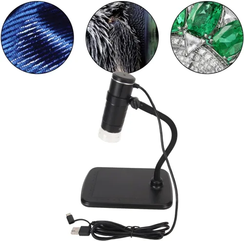 Vista 8 de Microscopio digital, microscopio USB de 50 a 1000x con soporte - 640 x 480 de mano USB HD microscopio cámara compatible con teléfono móvil Pad PC