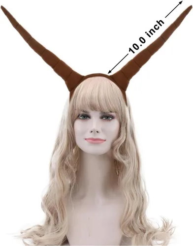 Vista 3 de HODRME - Diadema de orejas y cuernos de animales de felpa, para Halloween, Navidad, festival, fiesta temática de animales, cosplay, o disfraz