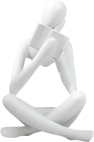Vista 11 de Estatua de mujer de lectura, esculturas de pensador, adorno de arte abstracto, decoración de figura estética moderna, adecuada para el hogar, sala