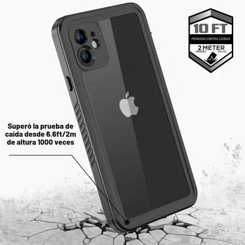 Vista 4 de Funda impermeable para iPhone 11 con protector de pantalla, protector de cuerpo completo, a prueba de golpes, a prueba de polvo, a prueba de Negro