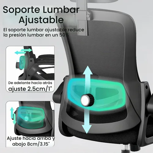Vista 3 de Fizzin Silla de oficina de malla para computadora con soporte lumbar