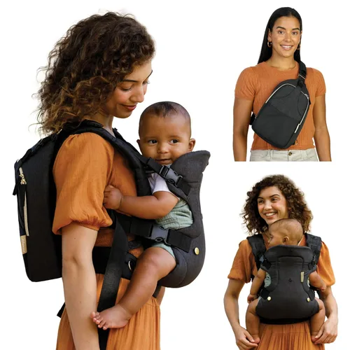 Vista 11 de Infantino Flip Luxe - Portabebés convertible 4 en 1, portabebés ergonómico para bebés a niños pequeños, soporte lumbar actualizado, tela de espiga