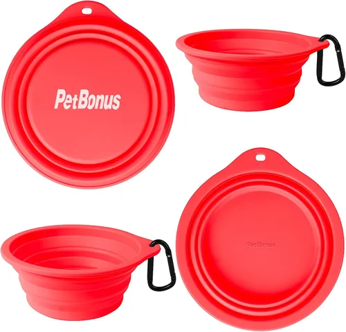 Vista 3 de PetBonus 2-Pack Silicone Collapsible Dog Bowls and Dog Collar Safety Clip