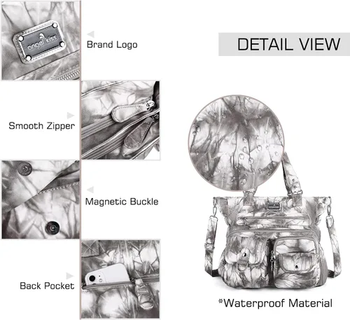 Vista 4 de Angel Kiss Monederos y bolso de mano para mujer, bolso de hombro de piel sintética suave para mujer, bolso de mano con asa superior