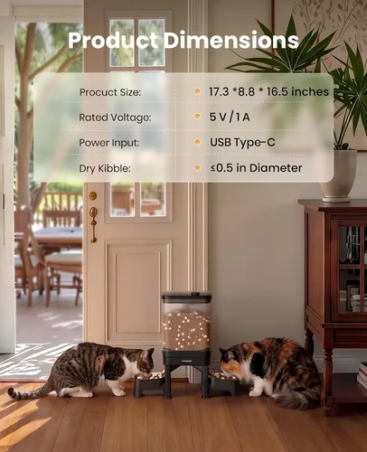 Vista 8 de oneisall Comedero automático para gatos para 2 gatos y mascotas, 32 tazas Cuencos elevados, evitan peleas, porciones precisas, dispensación