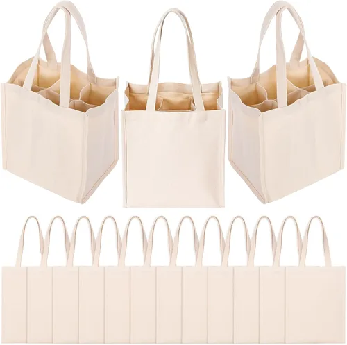 Vista 7 de Berlune 3 piezas de bolsa de vino reutilizable de 6 botellas con divisor de lona, lavable, portátil, bolsa de transporte de vino resistente