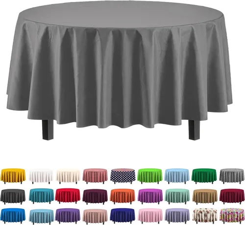 Vista 31 de Party Solids Paquete de 4 manteles de plástico color azul aguamarina, 54 x 108 pulgadas, mantel desechable para fiestas y pícnics