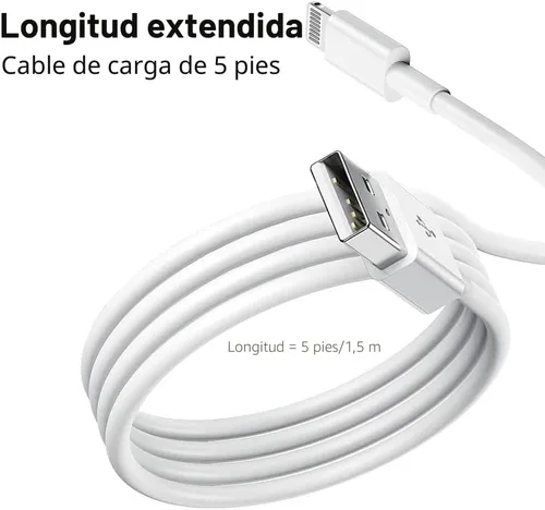 Vista 2 de Cargador para iPhone [certificado MFi] - Cargador de pared para viajes y hogar con cable de 5 pies, compatible con iPhone 14, 13, 12, 11, SE, X, 8
