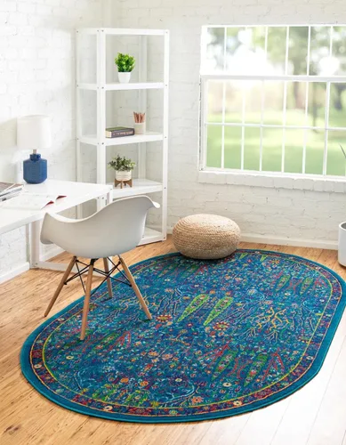 Vista 14 de Unique Loom Calypso Collection - Alfombra rectangular de 2 x 3 pies, color aguamarina y azul marino