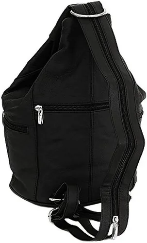 Vista 6 de Mochila convertible de cuero para mujer, 7 bolsillos, tamaño mediano, bolsa de hombro