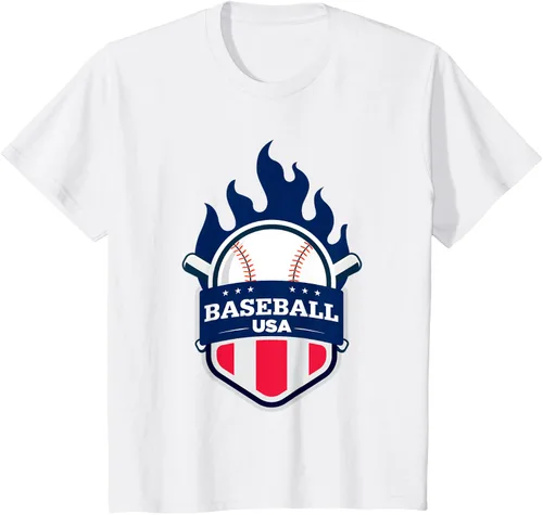 Vista 28 de Baseball USA Support the Team Shirt - Camiseta con la bandera de Estados Unidos, Blanco, S