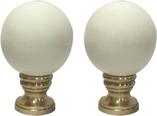 Vista 11 de Royal Designs Esfera de cerámica de 1.75 pulgadas para pantalla de lámpara, blanco, base de latón pulido