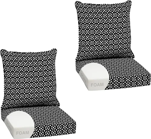 Vista 44 de Arden - Juego de cojines de asiento profundo para exteriores, espuma, 24x24, azulejos Alana