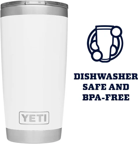 Vista 4 de YETI Rambler - Vaso de acero inoxidable con aislamiento al vacío de 20 onzas con tapa MagSlider Blanco