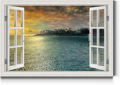 Vista 28 de Renditions Gallery Lienzo decorativo para pared, vista de barco viejo atracado en la playa de arena blanca, obra de arte para colgar en la pared