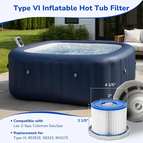 Vista 2 de Fil-fresh Cartucho de filtro de bañera de hidromasaje tipo VI para Coleman SaluSpa y Lay-Z-Spa, repuesto de filtro inflable para bañera