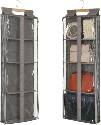Vista 12 de Almacenamiento de hilo colgante con 4 bolsillos grandes, organizador de tejido transparente con cremalleras para los amantes del ganchillo, soporte
