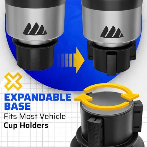 Vista 4 de Integral Silver Hydro Expander - Organizador expansor de vasos para automóvil con base ajustable, pestañas de goma para la mayoría de botellas de 32