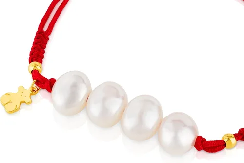 Vista 2 de Tous Jewelry "Icon Pearl Silver" pulsera de plata 925, ajustable, con cordón de nailon y 4 perlas de cultivo.