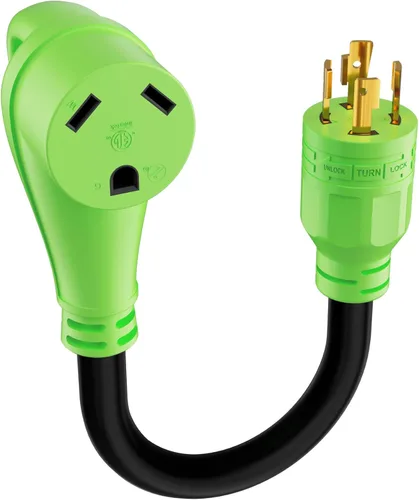 Vista 13 de Cable adaptador de generador RV de 30 amperios a 50 amperios, enchufe macho de bloqueo giratorio NEMA L5-30P a receptáculo hembra NEMA 14-50R