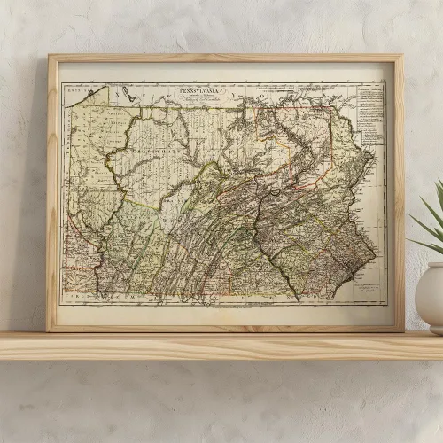 Vista 3 de 1797 Pennsylvania Map - 11x14 Framed Wall Art Print - Perfect Wall Decor in This Highly Detailed Restored Reproduction