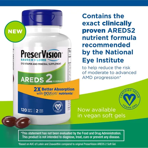 Vista 8 de PreserVision AREDS 2 Suplemento vitamínico y mineral para ojos con OCUSorb, 120 geles suaves veganos, contiene luteína, zeaxantina, vitamina C
