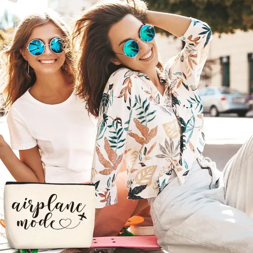 Vista 5 de Divertidos regalos de viaje en avión para mujeres, bolsa de maquillaje, artículos esenciales de viaje, bolsa de cosméticos, bolsa de aseo