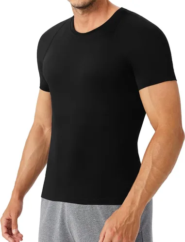 Vista 2 de SPVISE Compression Shirt Men Short Sleeve Workout Tops Spandex Baselayer 232-negro