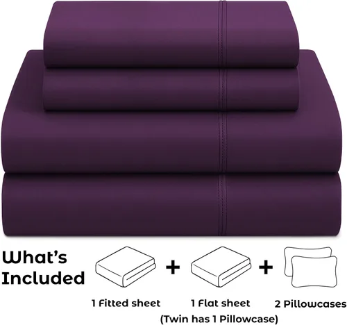 Vista 103 de Pure Bedding Juego de Sábanas Twin - Sábanas de Cama de Microfibra Ultra-Suave 1800 - Doble Cepillado - Bolsillos Profundos - Ajuste Fácil - Extra