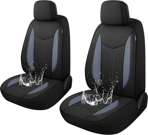 Vista 10 de CAROMOP Funda de neopreno para asiento de automóvil, 2 asientos delanteros, fundas de asiento impermeables para automóviles, ajuste universal
