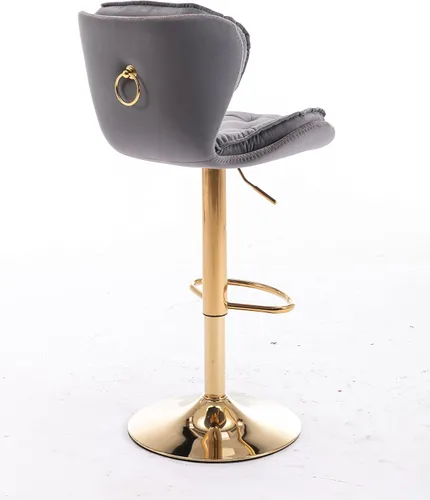 Vista 7 de Set of 2 Stools,with Footrest,Velvet,Metal Leg, Upholstered,Base Swivel, Height Adjustable,Comfortable Seating,with backrest,Living Room, Dining