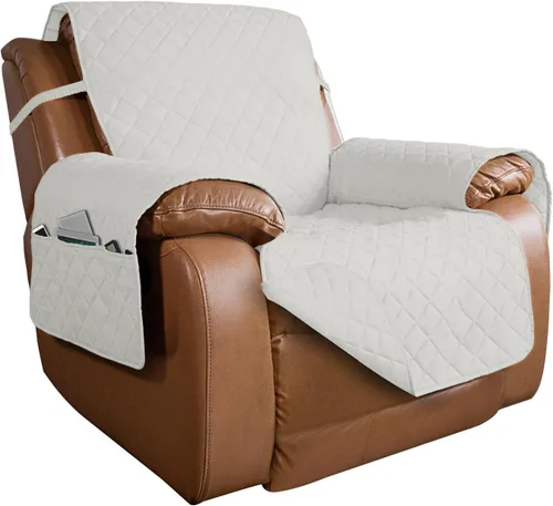 Vista 31 de PureFit - Funda de sofá acolchada reversible, protector de muebles impermeable, funda de sofá lavable con espuma antideslizante y correas elásticas
