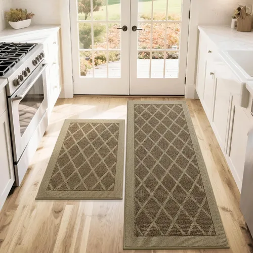 Vista 19 de COSY HOMEER Juegos de 2 Alfombras de Cocina Lavables Antideslizantes Tapetes de Cocina para Piso Absorbentes Alfombra Corredor de Cocina