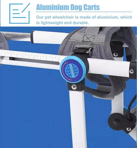 Vista 4 de Silla de ruedas para perro, 2 ruedas, silla de ruedas para patas traseras, carrito ajustable para mascotas para debilidad de las extremidades