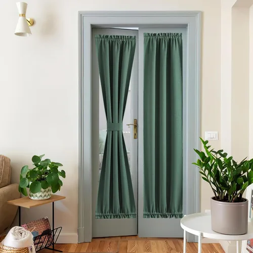 Vista 82 de NICETOWN Cortinas de Lino para Puerta Lateral - Cortinas Opacas con Aislamiento Térmico para Puerta Delantera Francesa para Sombra Pequeña
