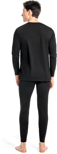 Vista 4 de Nutria Conjunto de ropa interior térmica para hombre, con forro polar, pantalones largos para hombre, ligero, capa base superior e inferior, clima
