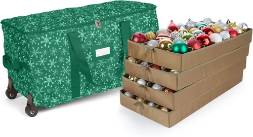 Vista 55 de Covermates Keepsakes Bolsa de almacenamiento ajustable para adornos, con asas de transporte, protección acolchada, ruedas dobles, almacenamiento