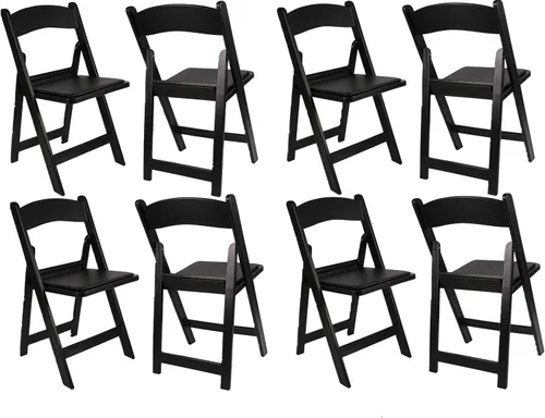 Vista 25 de BTEXPERT Silla plegable de resina con asiento acolchado de vinilo para interiores y exteriores, ligera, set para eventos en el hogar, fiestas