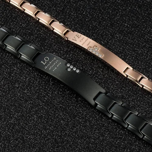 Vista 3 de Wolentty Pulseras de distancia para parejas, pulseras de amor a juego, regalo para hombres y mujeres, San Valentín, Metal, Circonita cúbica