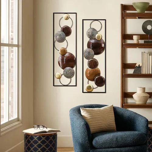 Vista 7 de LuxenHome - Arte de pared de metal, 2 piezas, decoración abstracta de pared