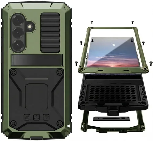 Vista 29 de Simicoo Samsung S22 - Funda de metal con protector de pantalla y protector de cámara, resistente a los golpes, con soporte, cubierta completa