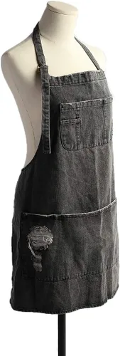 Vista 17 de Delantal Tobyan de Mezclilla de Algodón Suave - Delantal Unisex Ajustable con Babero de 5 Bolsillos Perfecto para Cocinas