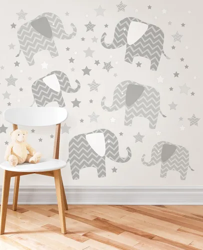 Vista 2 de Wall Pops WPK1804 Elephants, a Ton of Love - Kit de arte mural