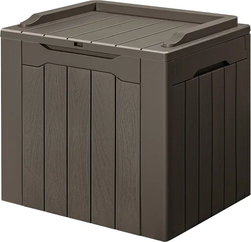 Vista 10 de GUNJI Caja pequeña de 30 galones para exteriores, impermeable, de resina, contenedor de almacenamiento con cerradura, caja de entrega de paquete