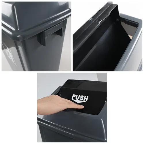 Vista 3 de Cubo de basura de 13 galones con tapa abatible (paquete de 4) – Cubo de basura de plástico comercial duradero, parte superior extraíble para una