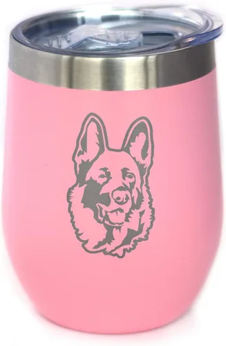 Vista 10 de Custom German Shepherd Personalized Wine Tumbler with Sliding Lid - Stemless Stainless Steel Insulated Cup - German Shepherds Outdoor Camping Mug
