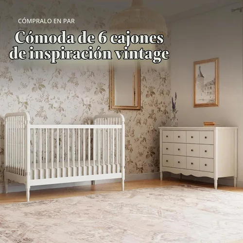 Vista 3 de Namesake Liberty 3-in-1 Convertible Spindle Crib Warm White Blanco cálido