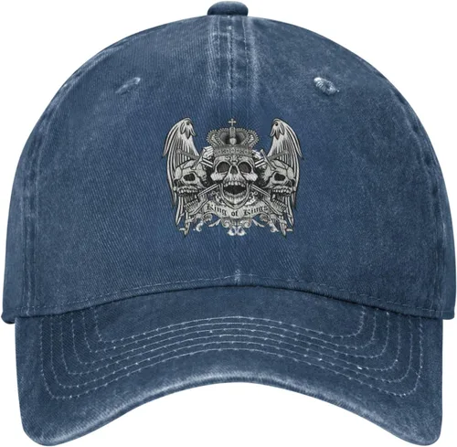 Vista 2 de Sombrero de vaquero de moda para hombre y mujer, ajustable para cuatro estaciones, gorra de béisbol del infierno con ángel, azul marino, Azul marino